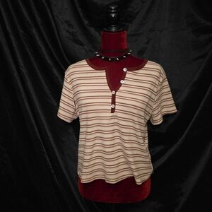 Striped Button-Up Women Top